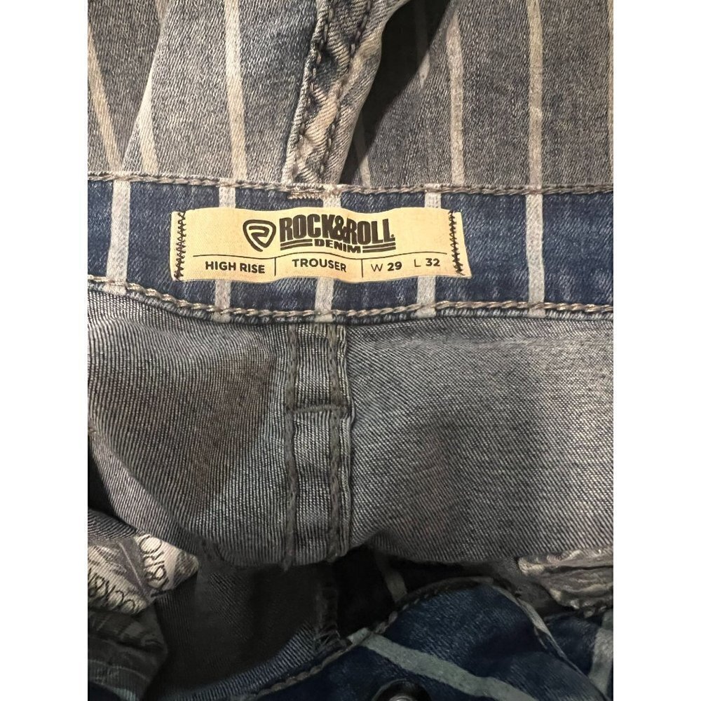 Women's Rock & Roll Denim High Rise Extra Stretch Striped Trouser Jeans Size 29 - Picture 5 of 6